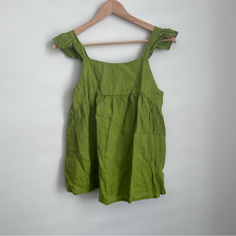Green Ruffle Strap Tank Top - Picture 2 of 5